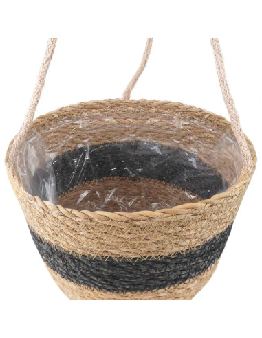 Cesti per piante in erba marina 3 pcs Naturale e Nero