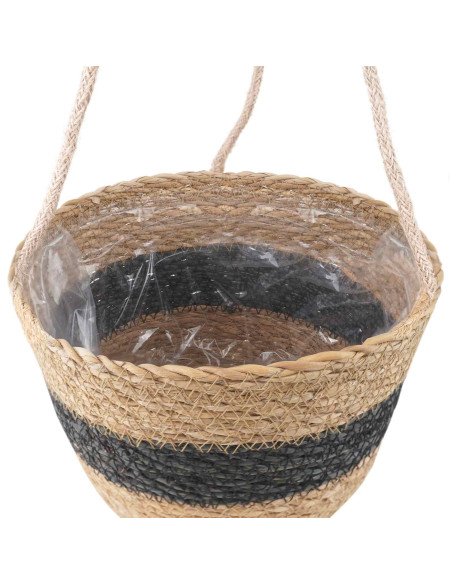 Cesti per piante in erba marina 3 pcs Naturale e Nero