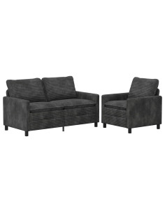Set di divani 2 pcs Grigio Scuro Poliestere 2