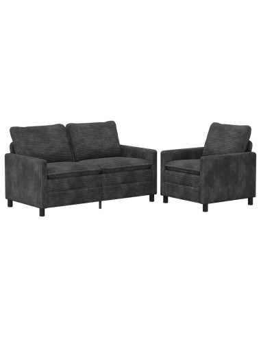Set di divani 2 pcs Grigio Scuro Poliestere