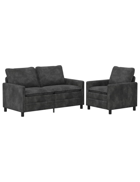 Set di divani 2 pcs Grigio Scuro Poliestere
