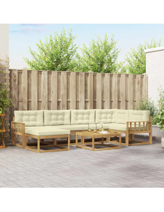 Set di divani da esterno 7 pcs Bianco e Crema