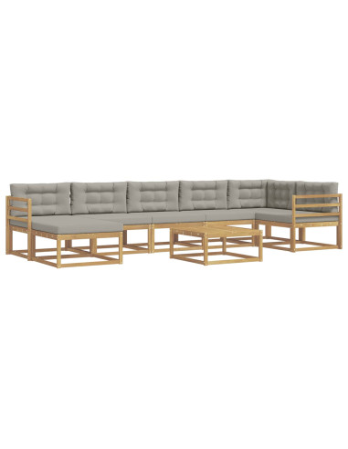 Set di divani da esterno 8 pcs Bianco e Grigio Chiaro