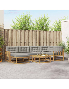 Set di divani da esterno 7 pcs Bianco e Grigio Chiaro