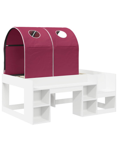 Letto con Tunnel 4 pcs Bianco e Rosso Legno ingegnerizzato