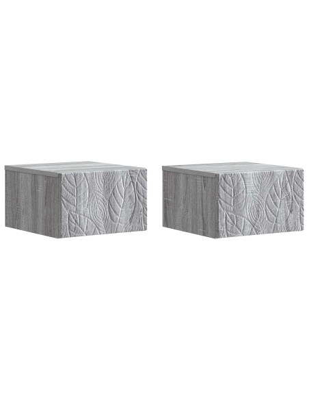 Mobiletto da notte a muro 2 pcs Sonoma grigio 49 x 34,5 x 20 cm