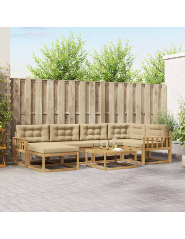Set di divani da esterno 7 pcs Bianco e Beige