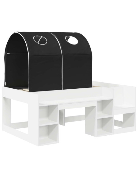 Letto con Tunnel 4 pcs Bianco e Nero Legno ingegnerizzato