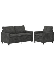 Set di divani 2 pcs Antracite Poliestere 2