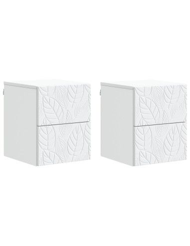 Mobiletto da notte a muro 2 pcs Bianco 34,5 x 33 x 40 cm
