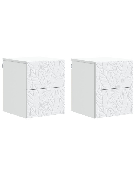 Mobiletto da notte a muro 2 pcs Bianco 34,5 x 33 x 40 cm