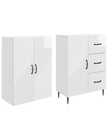 Set di armadi 2 pcs Bianco Lucido 66 x 34,5 x 89,5 cm