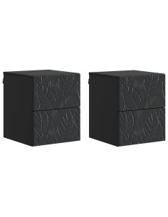 Mobiletto da notte a muro 2 pcs Nero 34,5 x 33 x 40 cm
