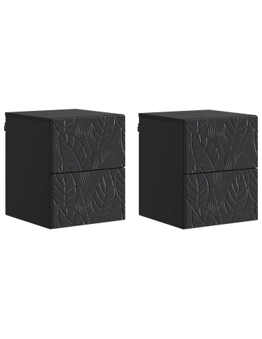 Mobiletto da notte a muro 2 pcs Nero 34,5 x 33 x 40 cm