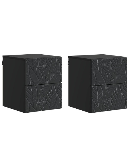 Mobiletto da notte a muro 2 pcs Nero 34,5 x 33 x 40 cm