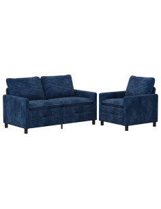 Set di divani 2 pcs Blu navy Poliestere 2
