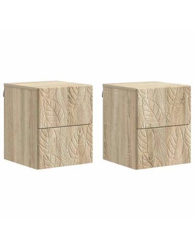 Mobiletto da notte a muro 2 pcs Rovere Sonoma 34,5 x 33 x 40 cm