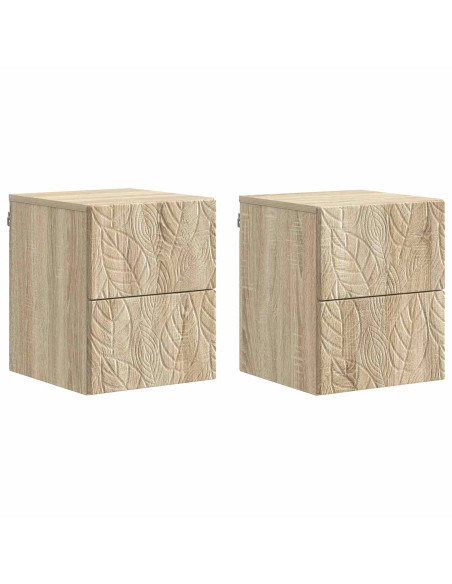Mobiletto da notte a muro 2 pcs Rovere Sonoma 34,5 x 33 x 40 cm