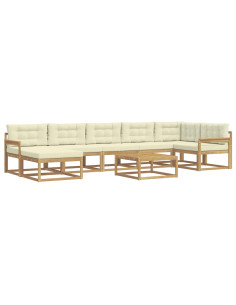 Set di divani da esterno 8 pcs Bianco e Crema 2