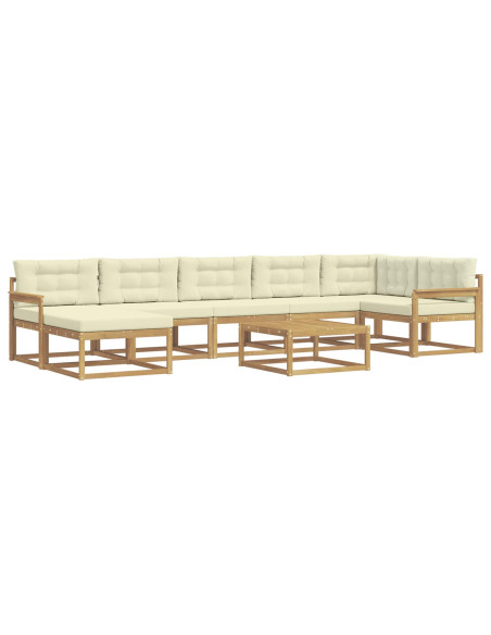 Set di divani da esterno 8 pcs Bianco e Crema