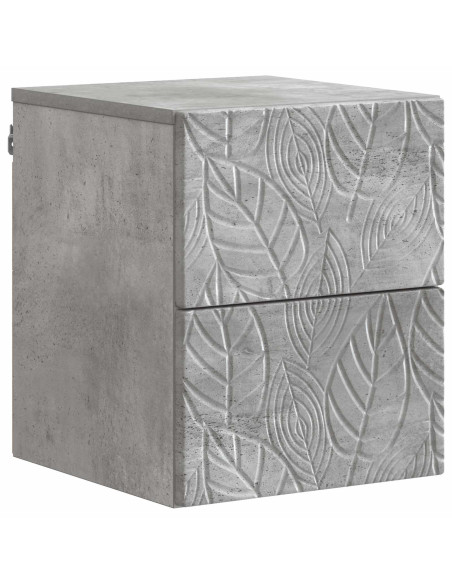 Mobiletto da notte a muro Grigio Cemento 34,5 x 33 x 40 cm