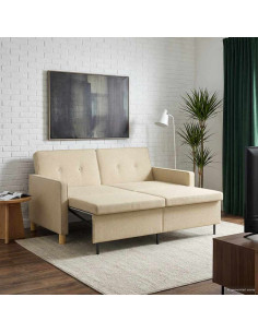 Divano Letto Estraibile Crema Tessuto