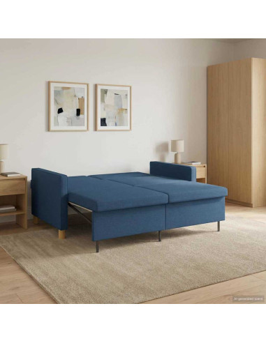 Divano Letto Estraibile Blu Tessuto