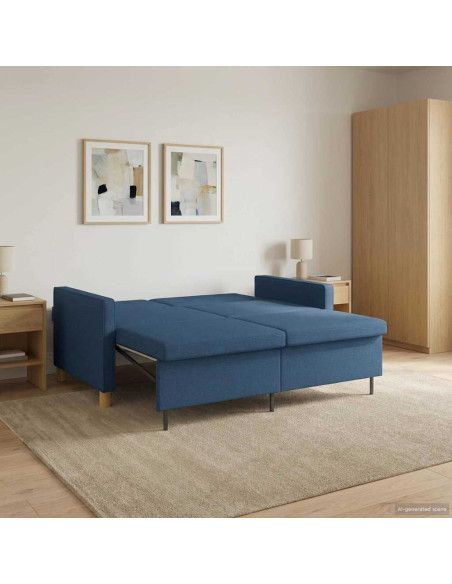 Divano Letto Estraibile Blu Tessuto