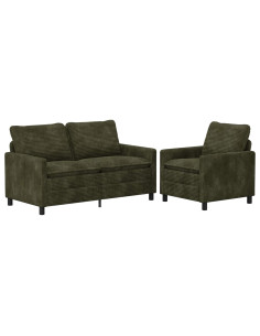 Set di divani 2 pcs Verde Poliestere 2