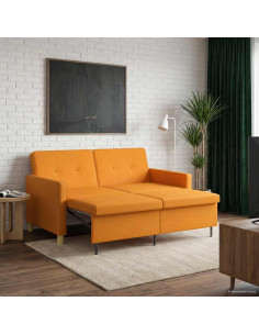 Divano Letto Estraibile Giallo Scuro Tessuto