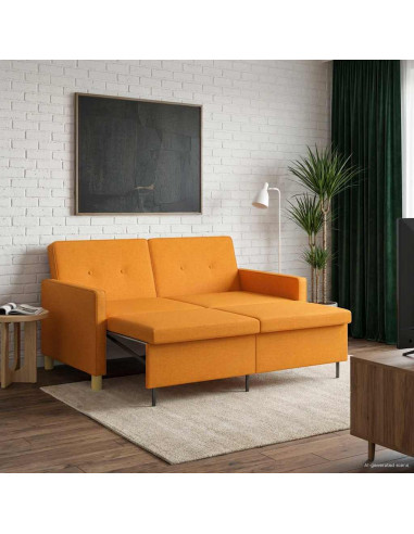 Divano Letto Estraibile Giallo Scuro Tessuto