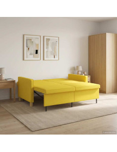 Divano Letto Estraibile Giallo Chiaro Tessuto