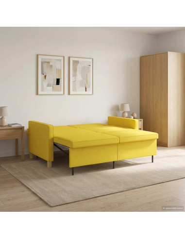Divano Letto Estraibile Giallo Chiaro Tessuto
