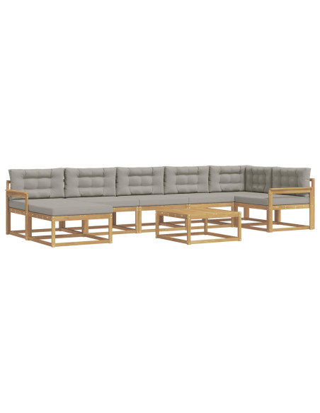 Set di divani da esterno 8 pcs Bianco e Grigio Chiaro