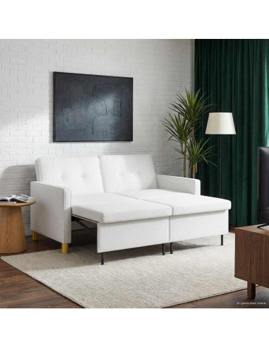 Divano Letto Estraibile Bianco Tessuto