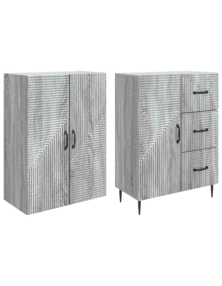 Set di armadi 2 pcs Sonoma grigio 66 x 34,5 x 89,5 cm