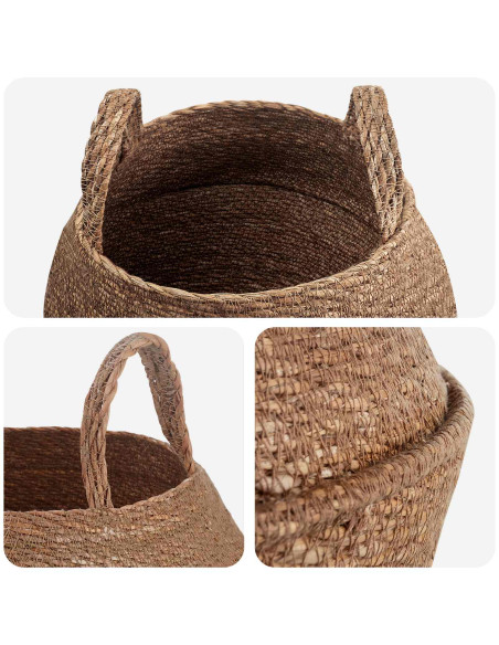 Vaso da fiori con manici Naturale Ø 32 x 32 cm 100% Erba marina