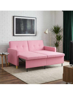 Divano Letto Estraibile Rosa Tessuto