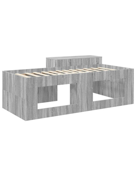 Letto alto per bambini con scrivania Sonoma grigio 80 x 200 cm