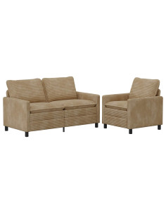 Set di divani 2 pcs Tortora Poliestere 2