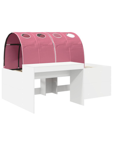 Letto alto per bambini con scrivania Bianco e Rosa