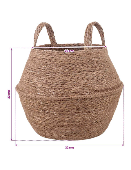 Vaso da fiori con manici 2 pcs Naturale Ø 32 x 32 cm