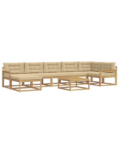 Set di divani da esterno 8 pcs Bianco e Beige 2