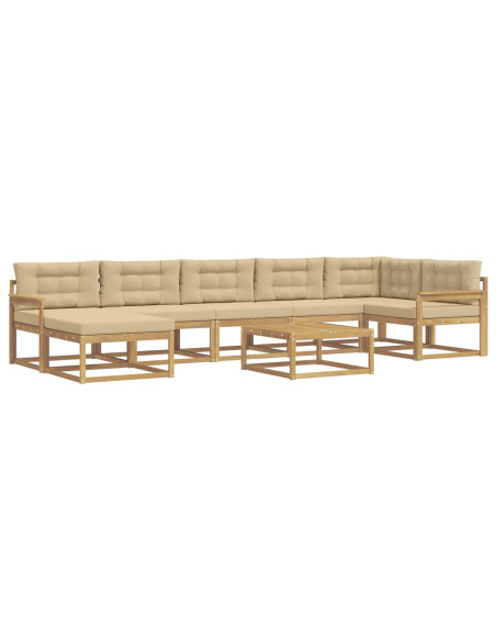 Set di divani da esterno 8 pcs Bianco e Beige