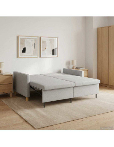 Divano Letto Estraibile Crema Tessuto