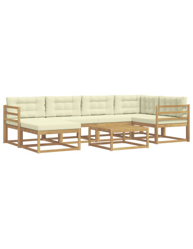 Set di divani da esterno 7 pcs Bianco e Crema