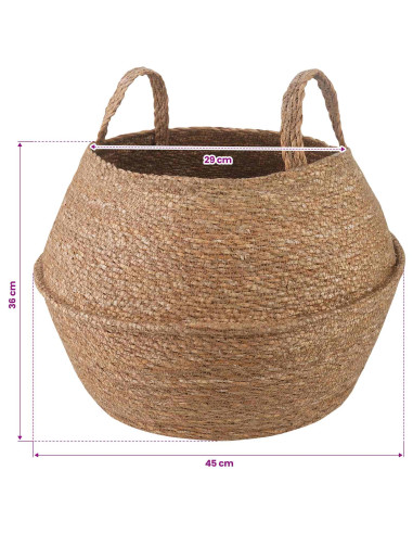 Vaso da fiori con manici Naturale Ø 45 x 36 cm 100% Erba marina