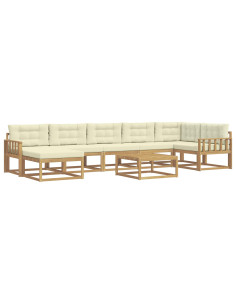 Set di divani da esterno 8 pcs Bianco e Crema 2