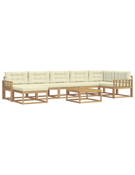 Set di divani da esterno 8 pcs Bianco e Crema