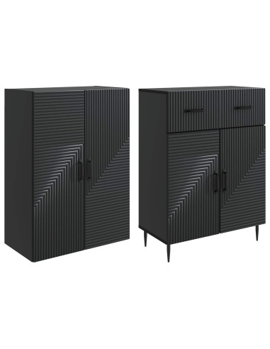 Set di armadi 2 pcs Nero 66 x 34,5 x 89,5 cm